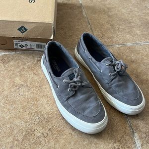 Womens Sperry Topsider Creat boat shoe canvas grey size 8